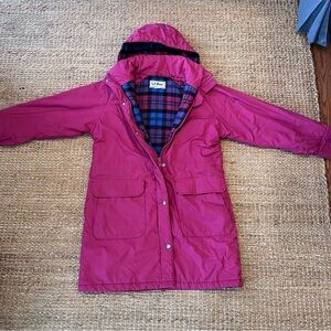 L.L. Bean Vintage Magenta Hooded Jacket with Plaid Lining